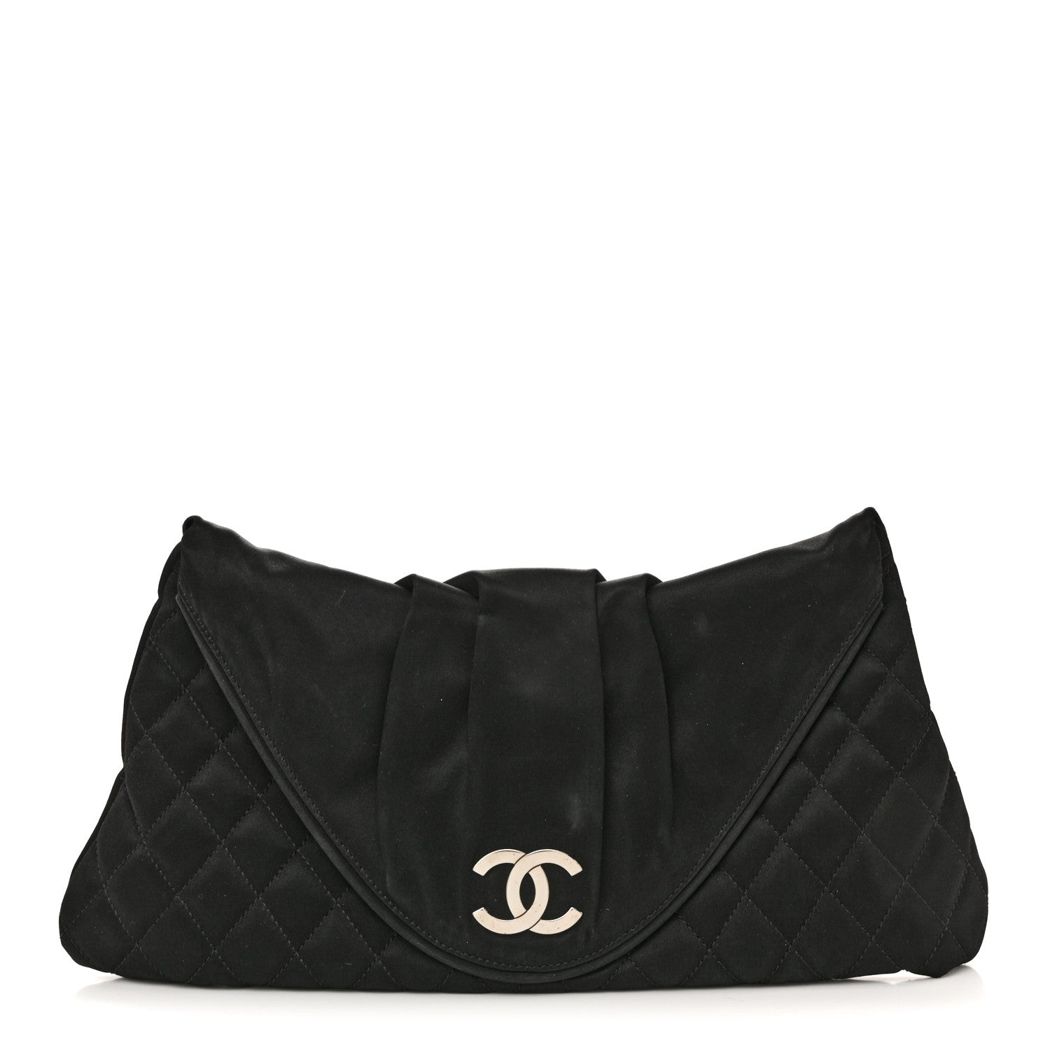 Chanel Satin Quilted Flap Clutch Black 1 of 8