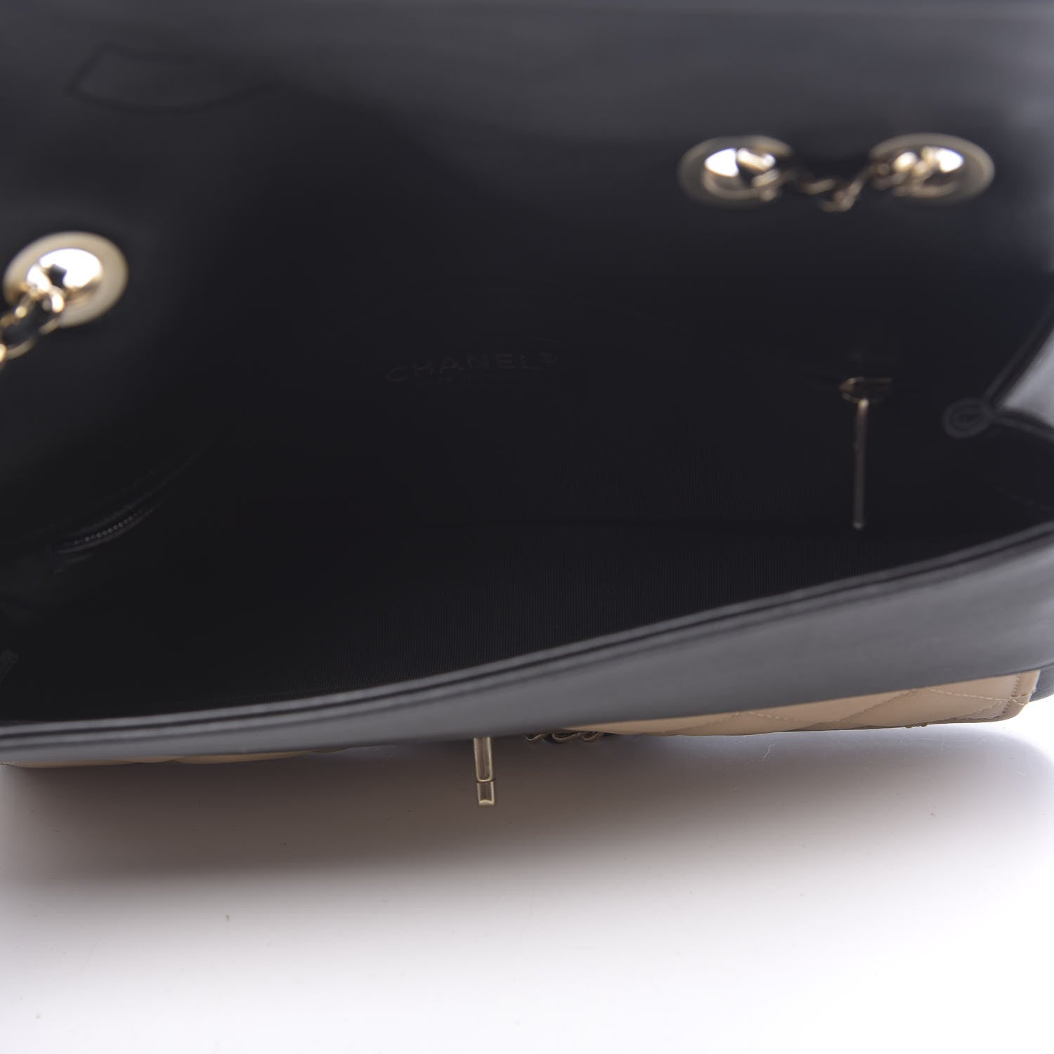 Chanel Calfskin Quilted Medium Graphic Flap Beige Black 5 of 10