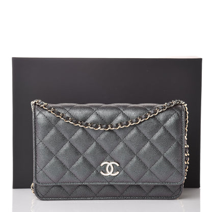 Chanel Iridescent Caviar Quilted Wallet On Chain WOC Black 10 of 10