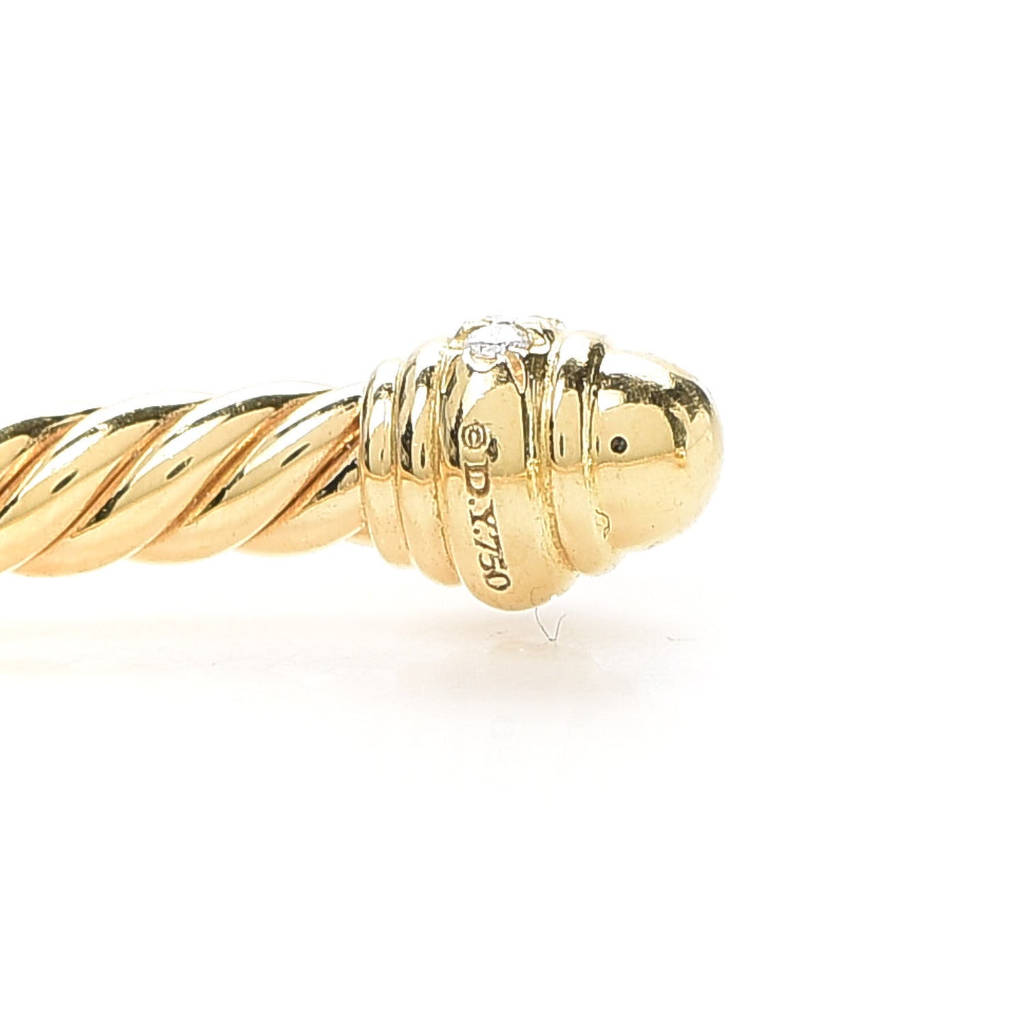 18K Yellow Gold Diamond 3mm Cablespira Bracelet
