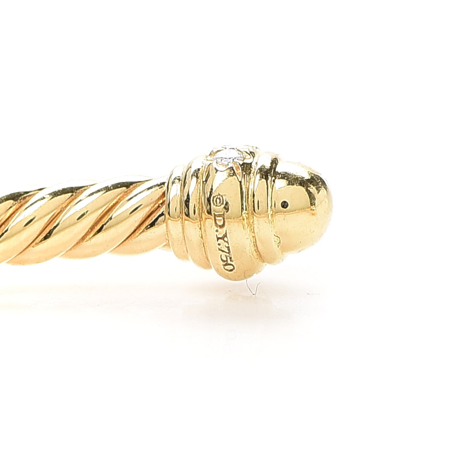 David Yurman 18K Yellow Gold Diamond 3mm Cablespira Bracelet 4 of 6
