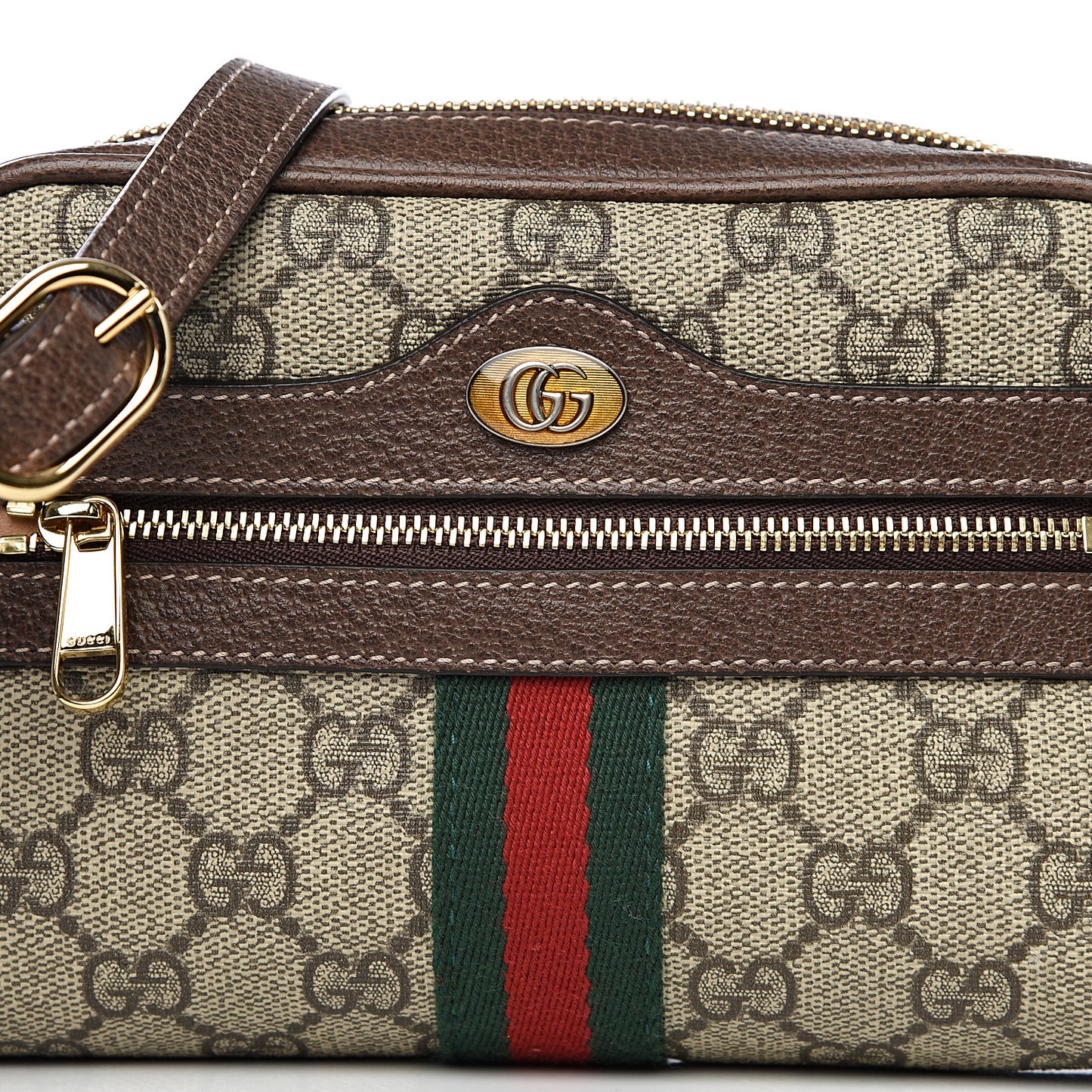 GG Supreme Monogram Web Mini Ophidia Shoulder Bag Brown