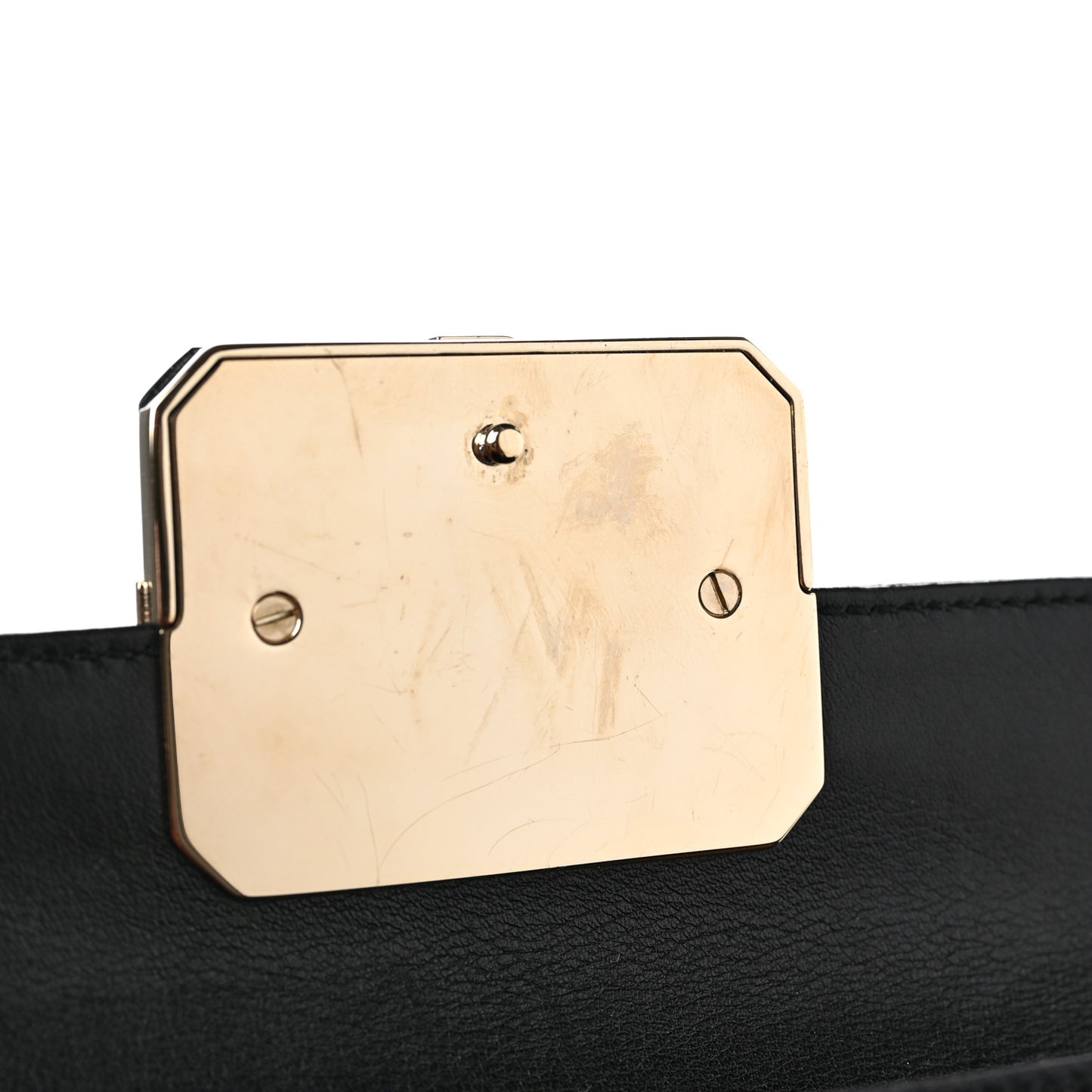 Satin Padlock Clutch Black
