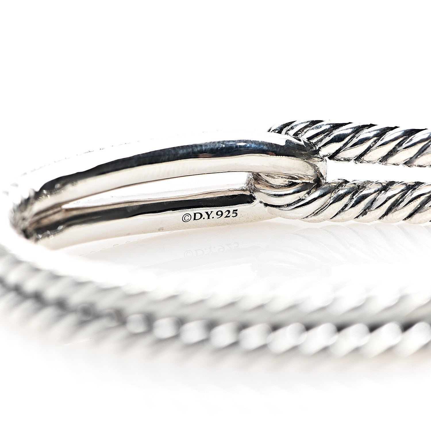 David Yurman Sterling Silver Diamond Pave 10mm Single Loop Labyrinth Bracelet 5 of 5