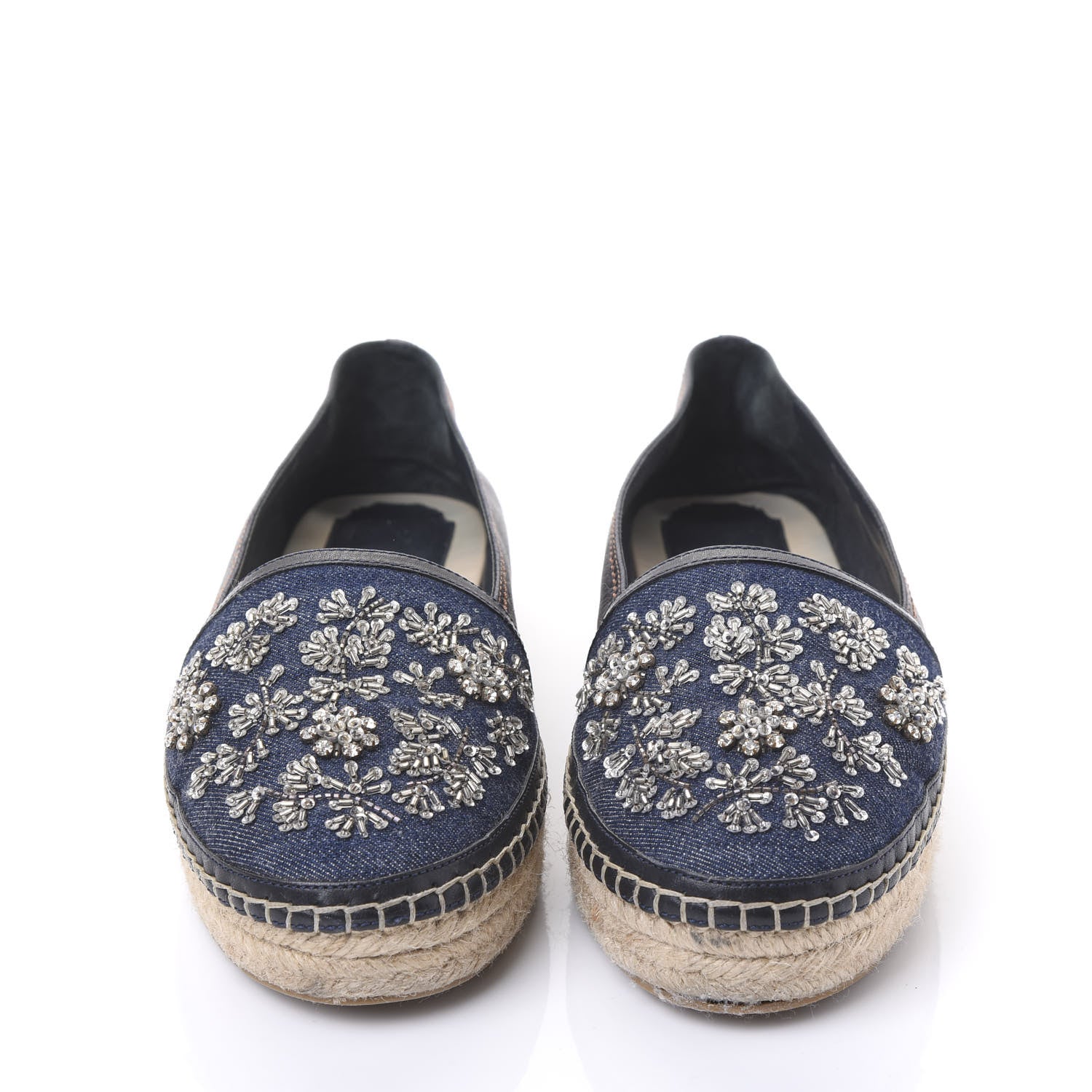 Christian Dior Denim Embroidered Riviera Espadrille 40 Bleu Jean 2 of 8
