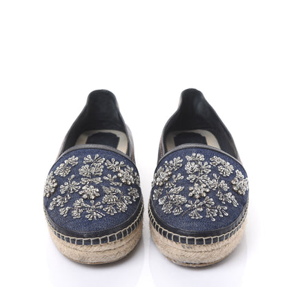 Christian Dior Denim Embroidered Riviera Espadrille 40 Bleu Jean 2 of 8