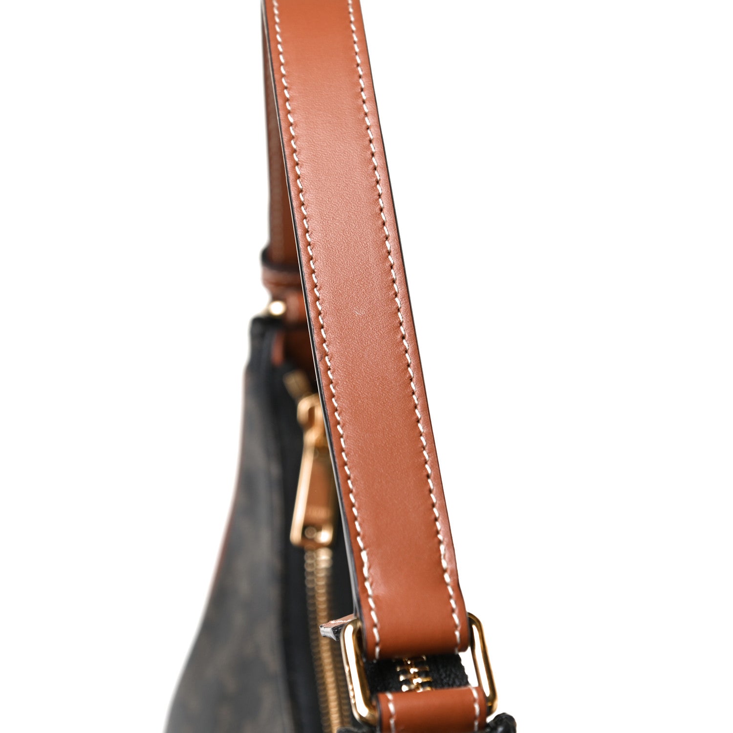 Celine Triomphe Canvas Calfskin Ava Shoulder Bag Tan 12 of 12
