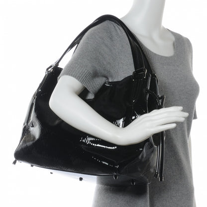 Burberry Patent Check Embossed Tote Black 2 of 9