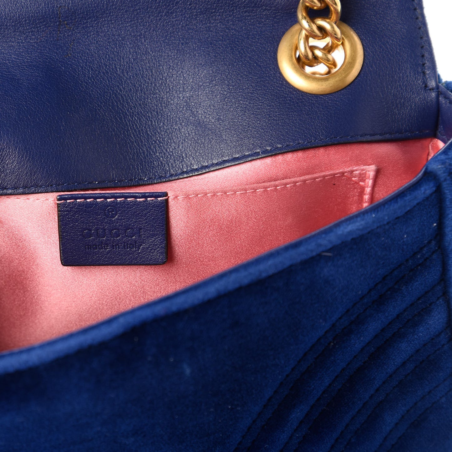 Velvet Matelasse Mini GG Marmont Shoulder Bag Cobalt Blue