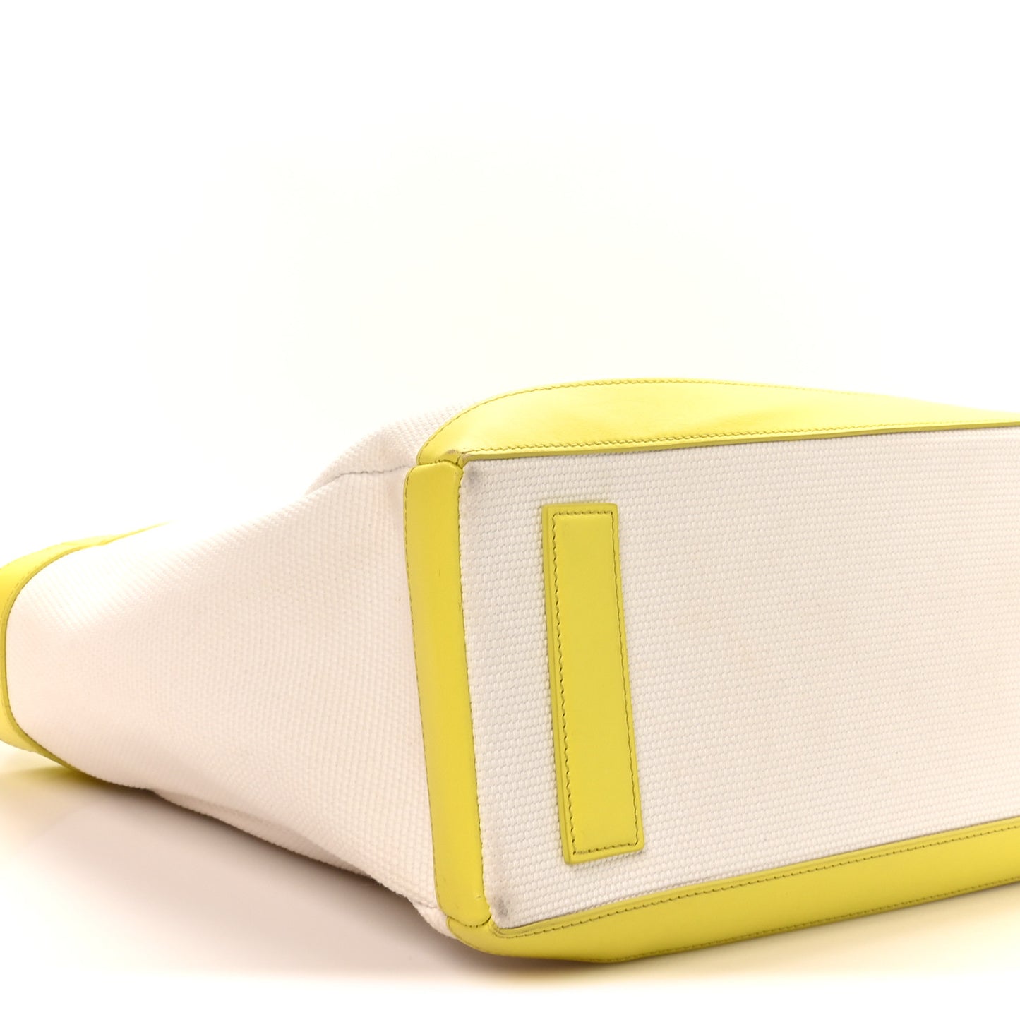 Canvas Calfskin Mini Logo Tote White Yellow