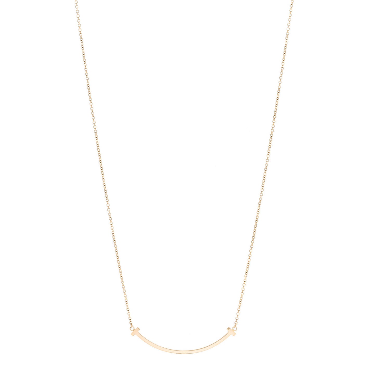 18K Yellow Gold Small T Smile Pendant Necklace