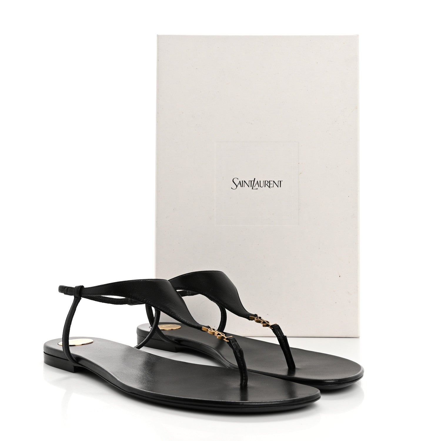 Saint Laurent Smooth Calfskin Cassandra Monogram Sandals 40 Black 9 of 9