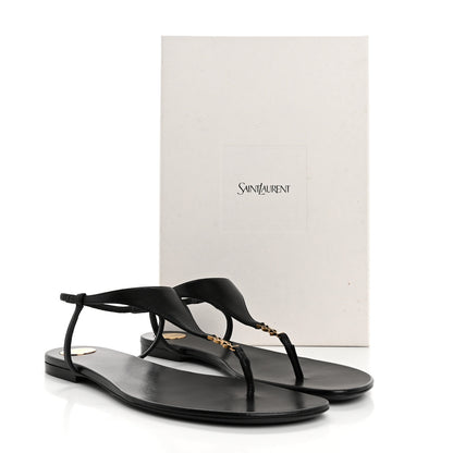 Saint Laurent Smooth Calfskin Cassandra Monogram Sandals 40 Black 9 of 9