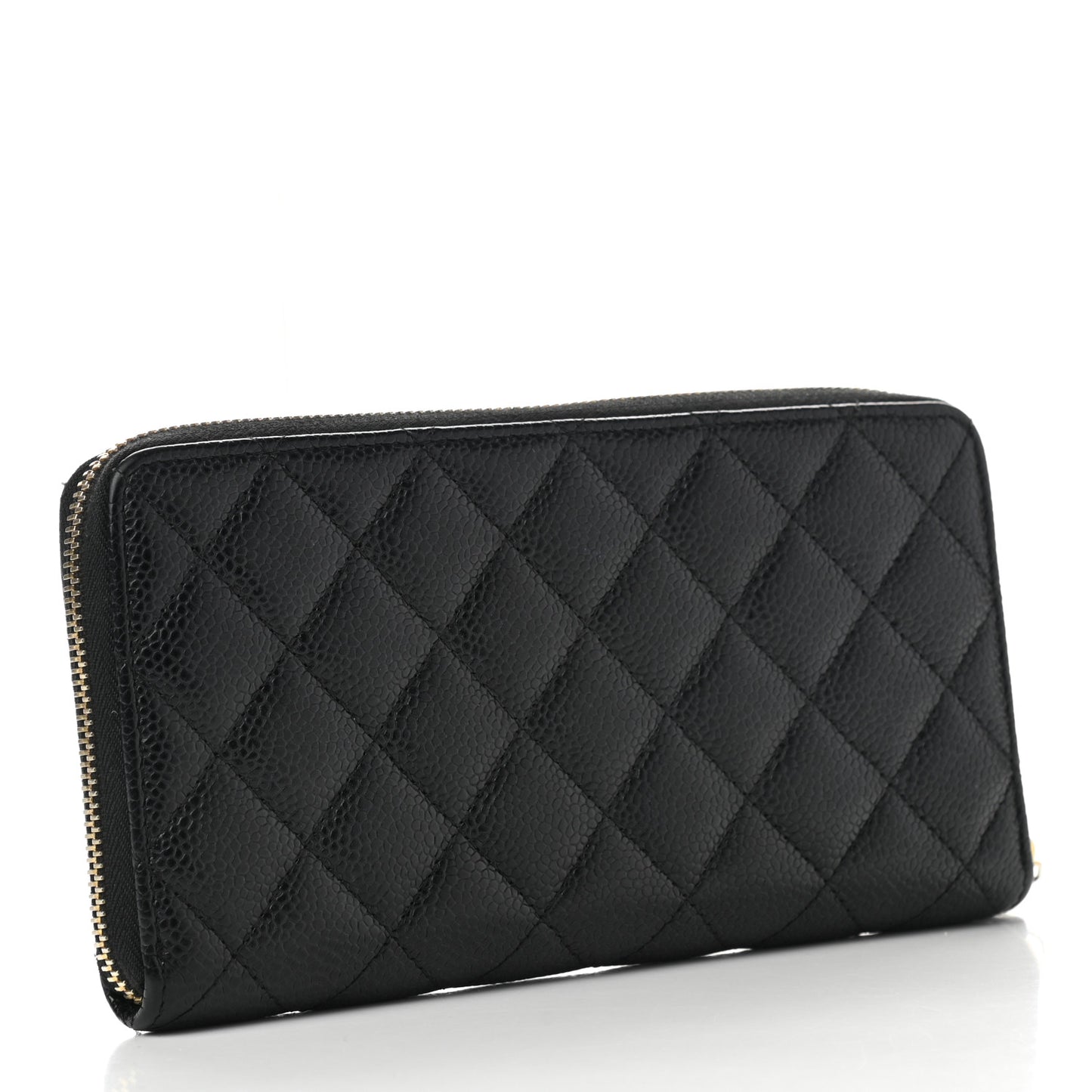 Caviar Quilted Large Gusset Zip Around Wallet Black