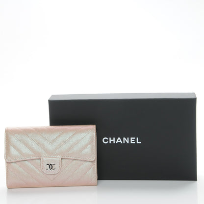 Chanel Metallic Caviar Chevron Quilted Medium Flap Wallet Light Gold 9 of 9