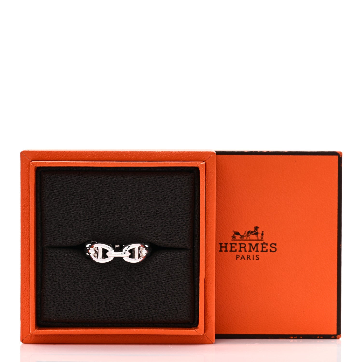 Hermes Sterling Silver PM Chaine d'Ancre Enchainee Band Ring 55 7.25 6 of 6