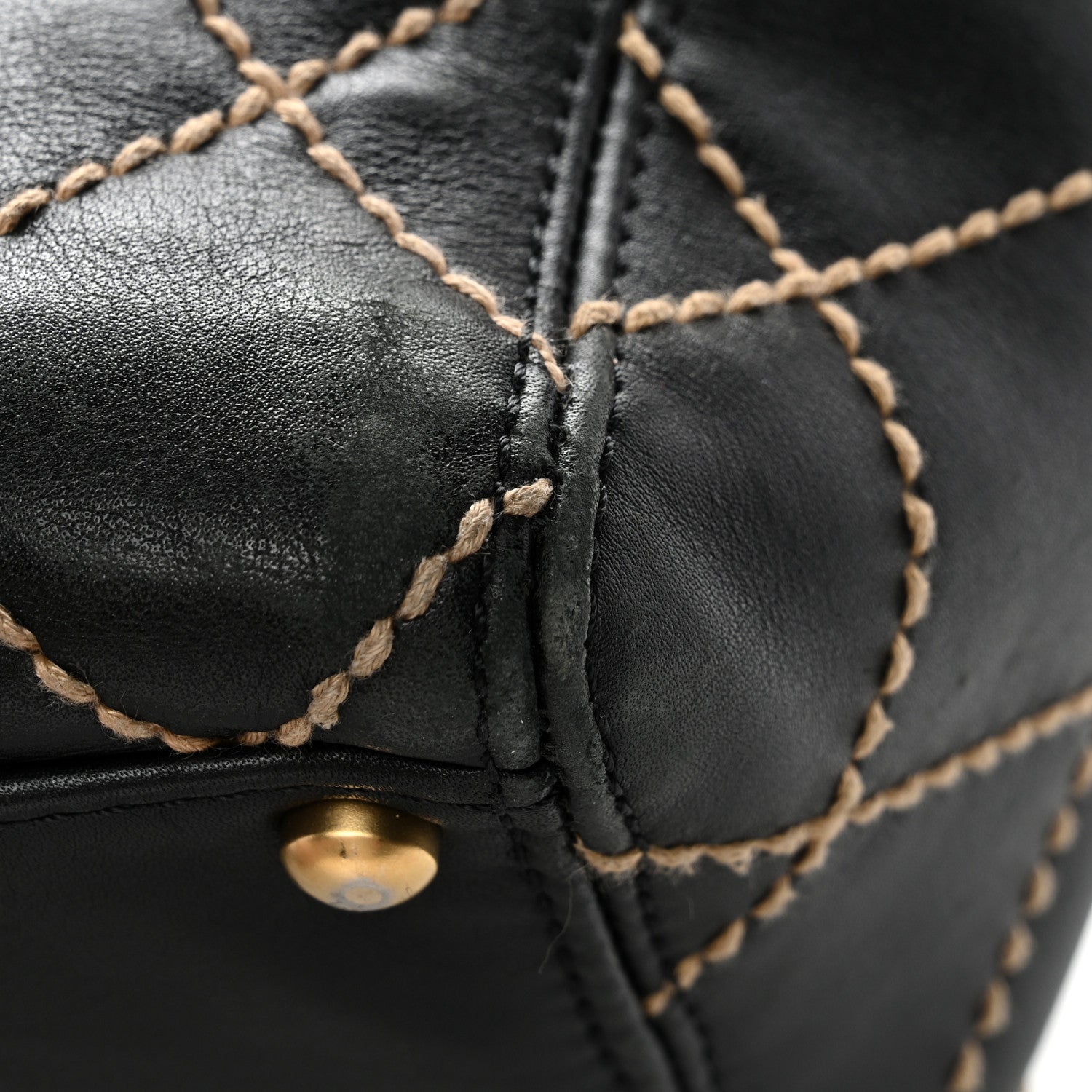 Chanel Calfskin Contrast Stitch Surpique Tote Black 11 of 14