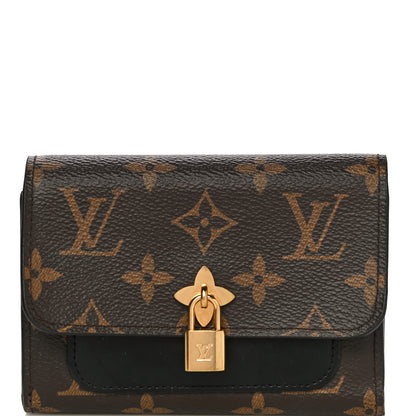 Louis Vuitton Monogram Flower Lock Compact Wallet Black 7 of 14