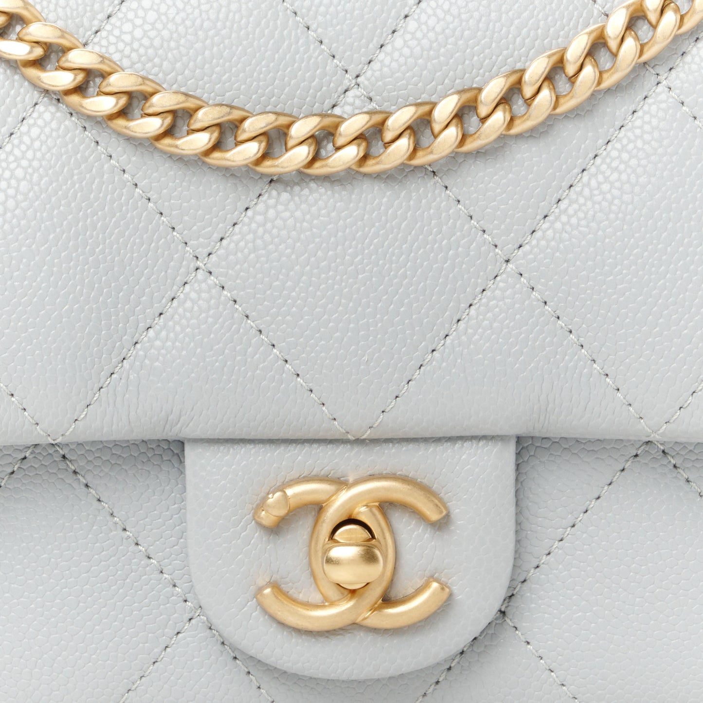 Caviar Quilted Mini Sweetheart Flap Grey