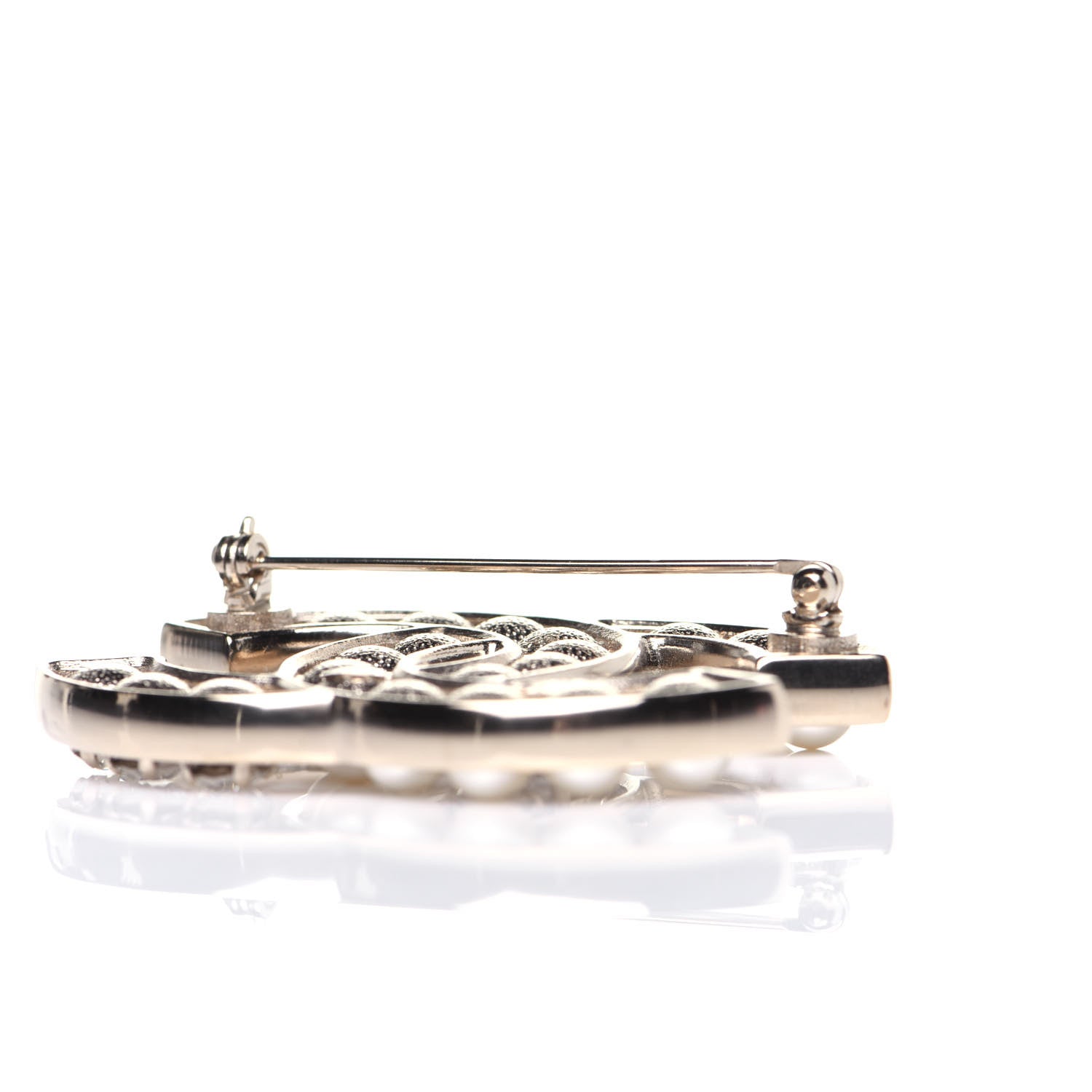 Chanel Pearl Crystal CC Brooch Gold Pearly White 6 of 7