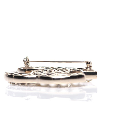 Chanel Pearl Crystal CC Brooch Gold Pearly White 6 of 7