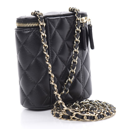 Chanel Lambskin Quilted Small Vertical Coco Beauty Vanity Case With Chain Black 3 of 11
