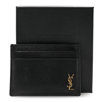 Saint Laurent Calfskin Tiny Cassandre Credit Card Case Black 8 of 8