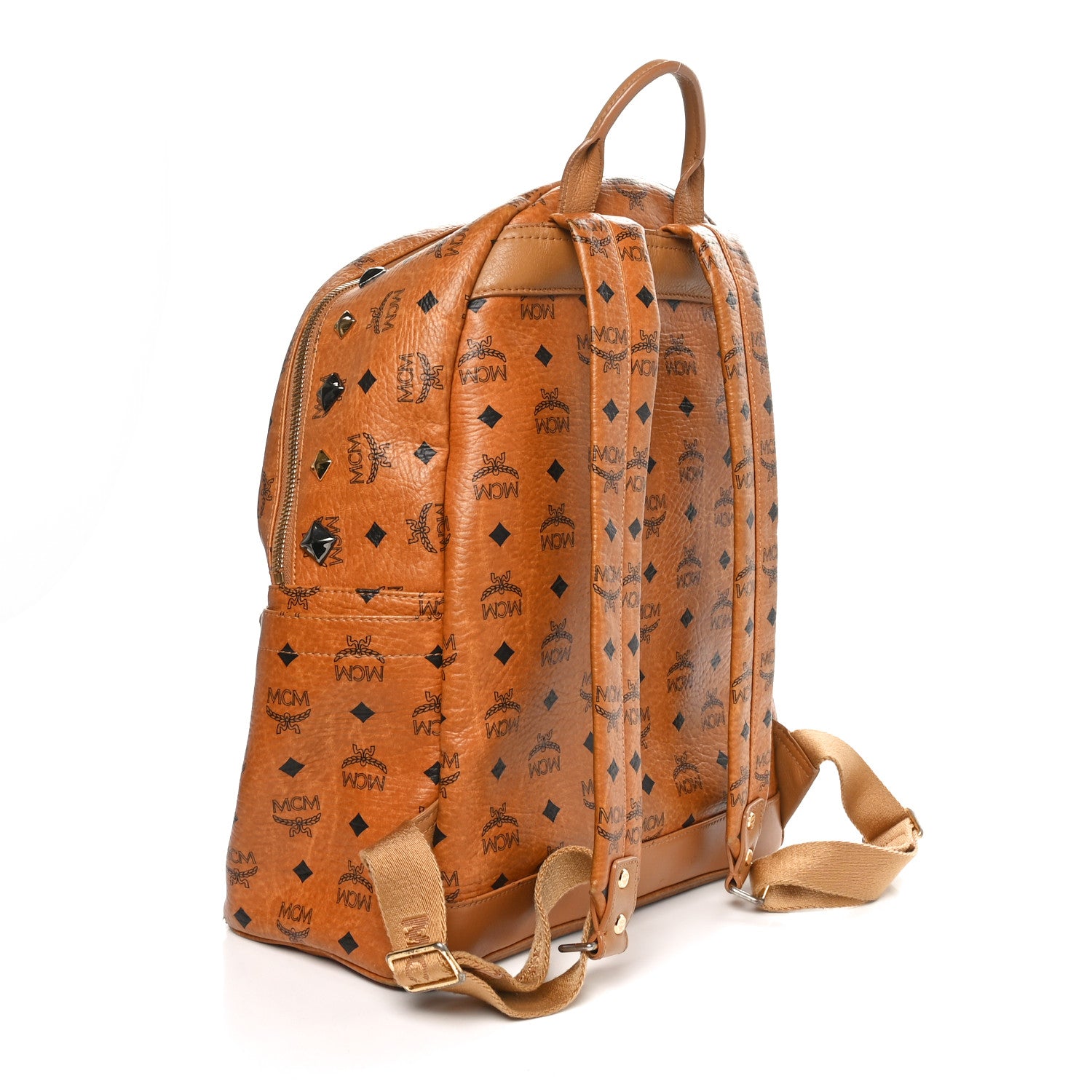 MCM Visetos Studded Medium Stark M Backpack Cognac 3 of 10