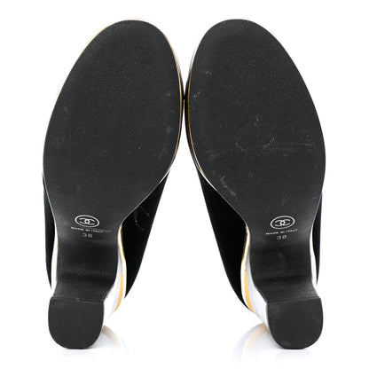 Chanel Velvet Satin Cap Toe Pearl Pumps 38 Black 5 of 13