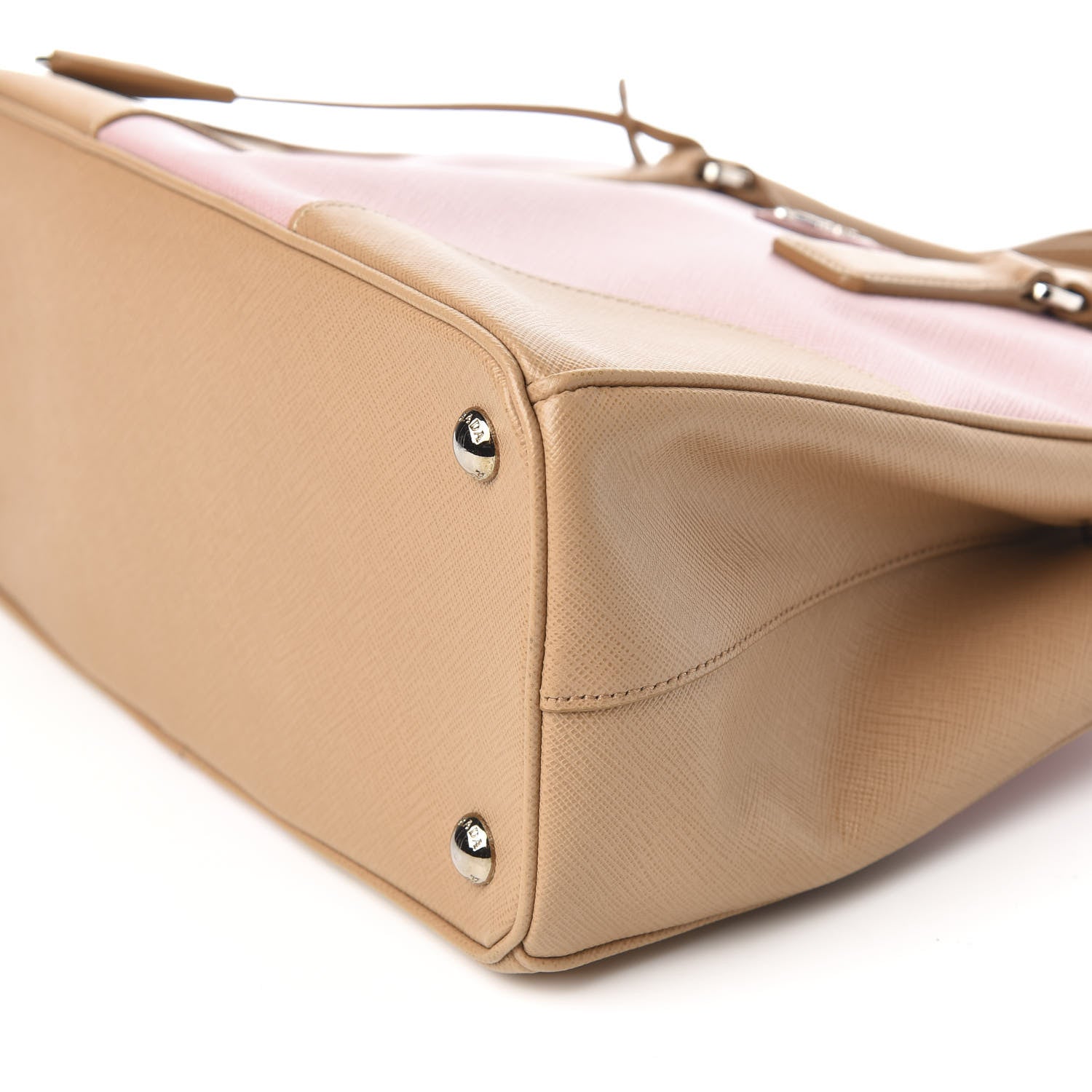Prada Saffiano Small Bi-Color Galleria Double Zip Tote Pesco Naturale 10 of 11