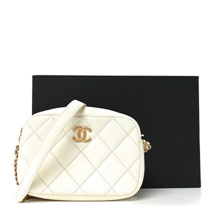 Chanel Shiny Caviar Quilted Chain Melody Camera Bag White 11 of 11