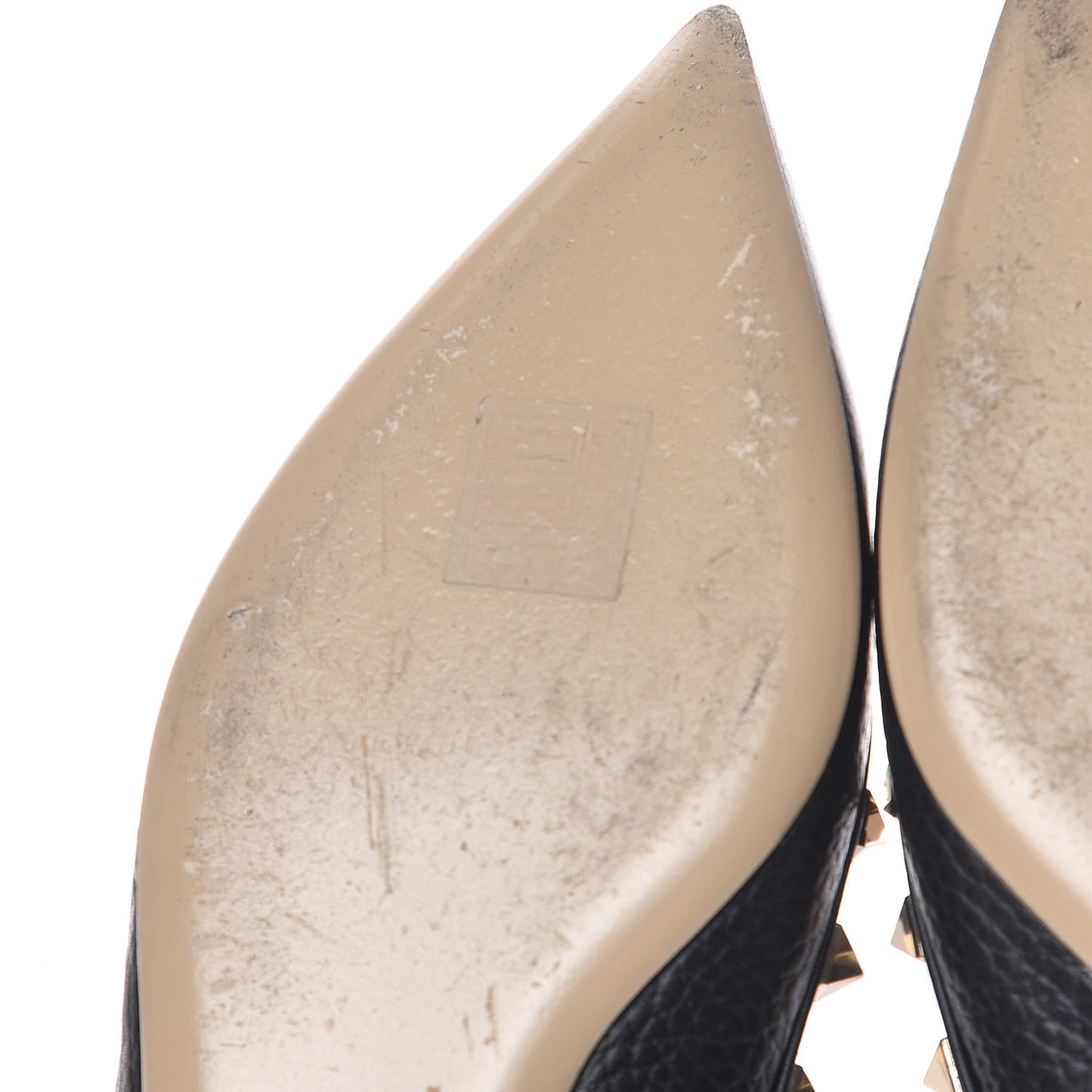 Pebbled Calfskin Rockstud Ballerina Flats 35.5 Black