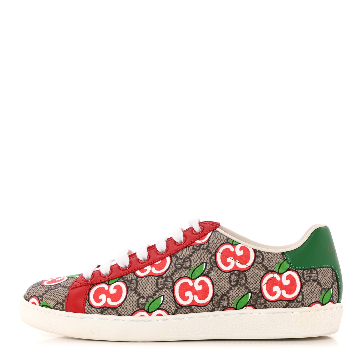 GG Supreme Monogram Apple Womens Ace Sneakers 38 Red