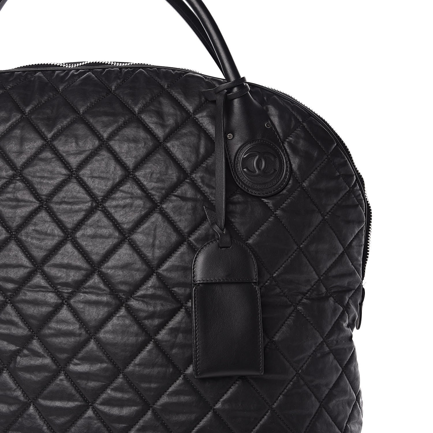 Chanel Coated Canvas Quilted Large Garment Travel Bag Black 10 of 10