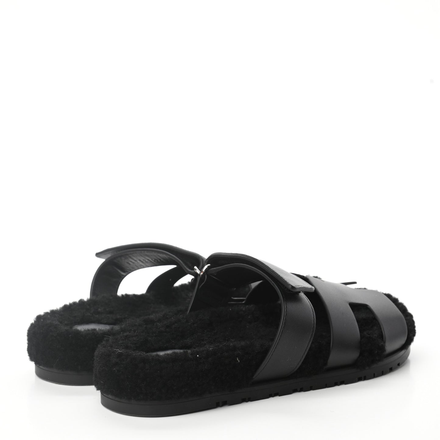 Calfskin Woolskin Womens Chypre Sandals 40 Black