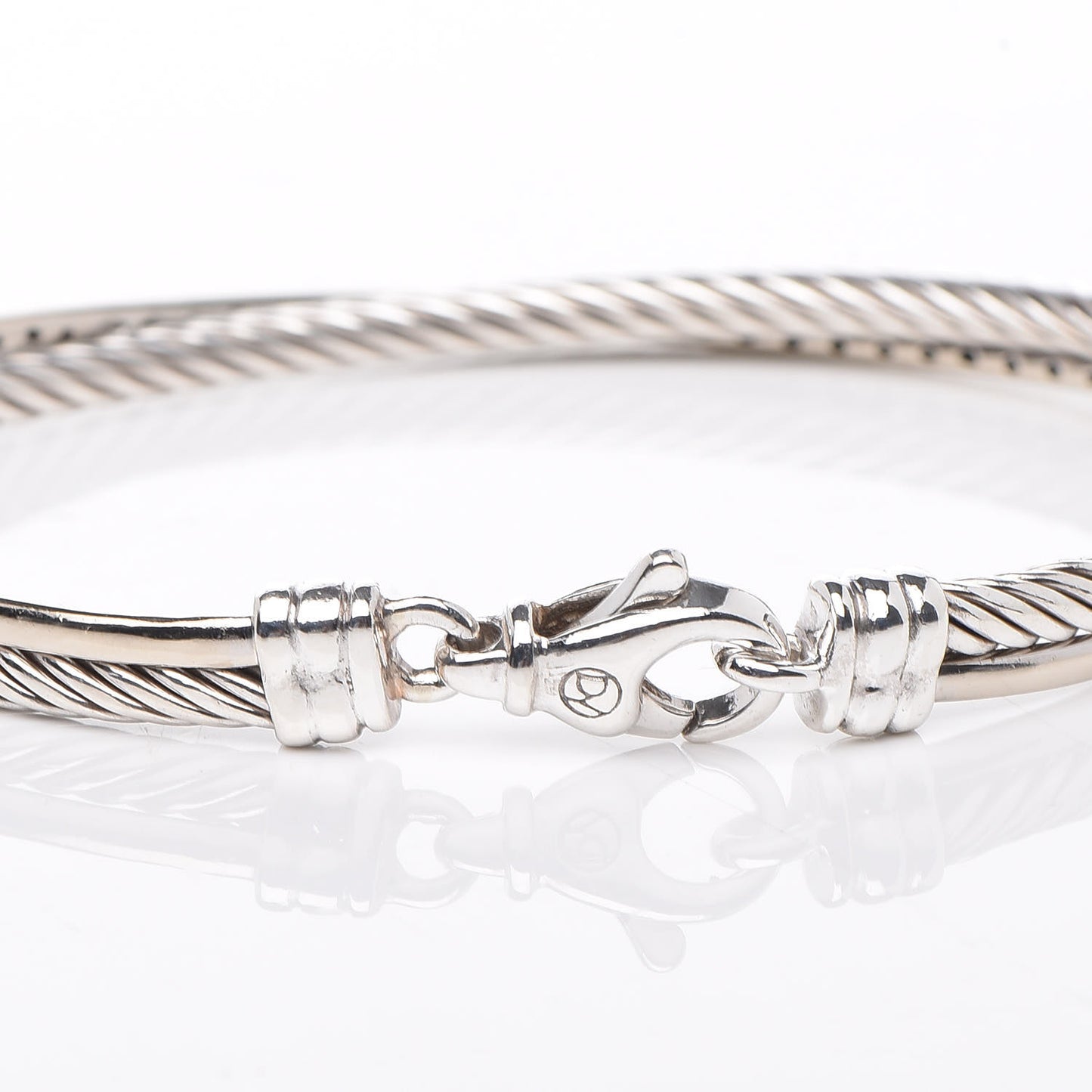 Sterling Silver 14K White Gold Diamond 3mm Crossover Bracelet