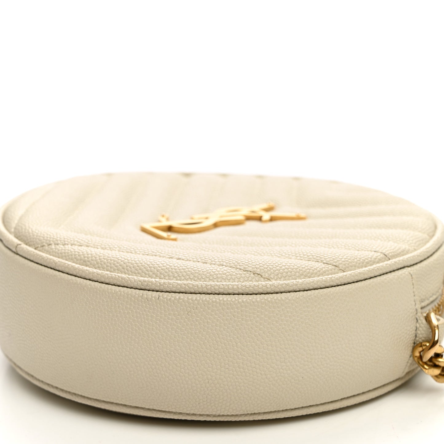 Grain De Poudre Matelasse Chevron Quilted Round Vinyle Camera Bag Crema Soft
