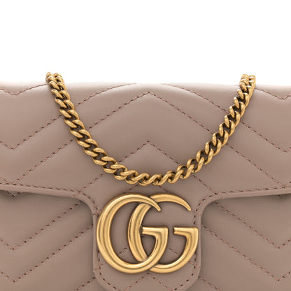 Gucci Calfskin Matelasse Super Mini GG Marmont Shoulder Bag Porcelain Rose 8 of 11