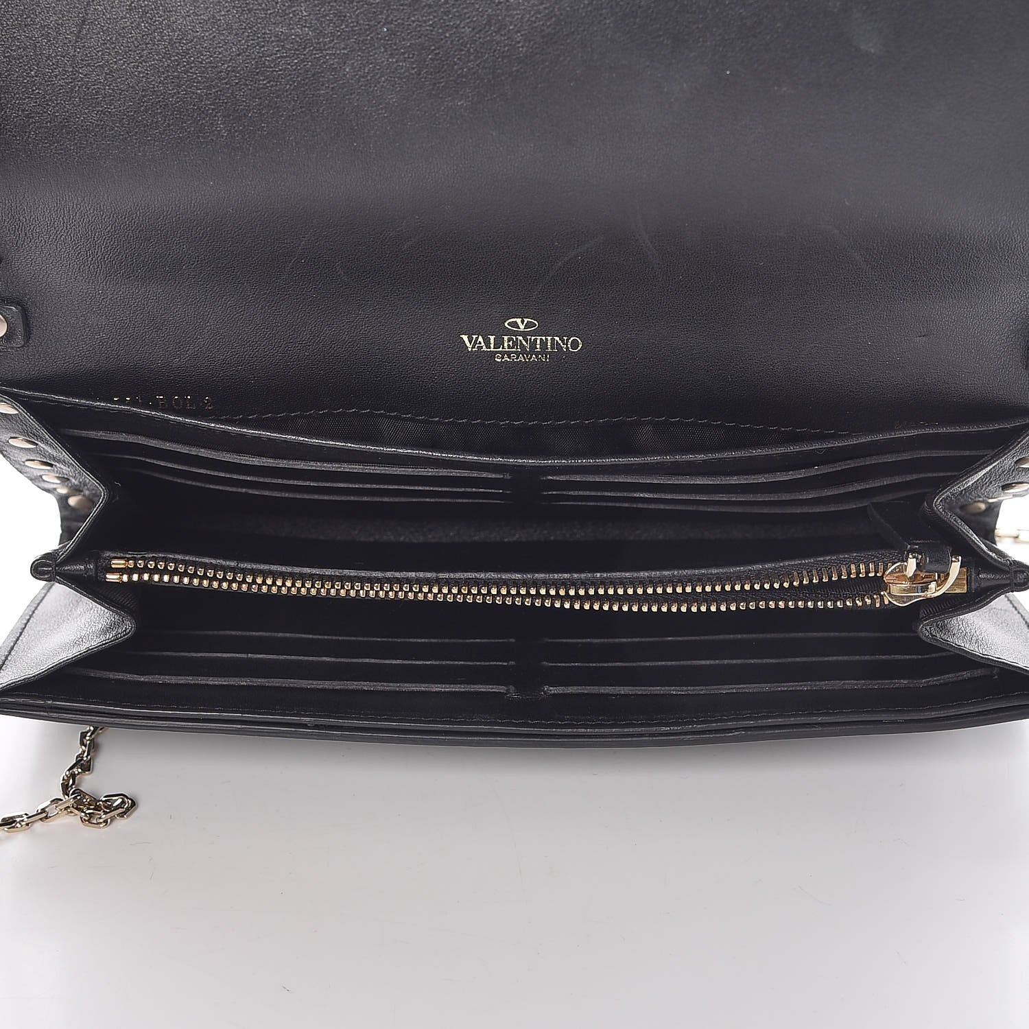 Valentino Garavani Vitello Rockstud Flap Wallet on Chain Black 5 of 7