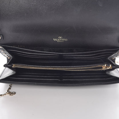 Valentino Garavani Vitello Rockstud Flap Wallet on Chain Black 5 of 7