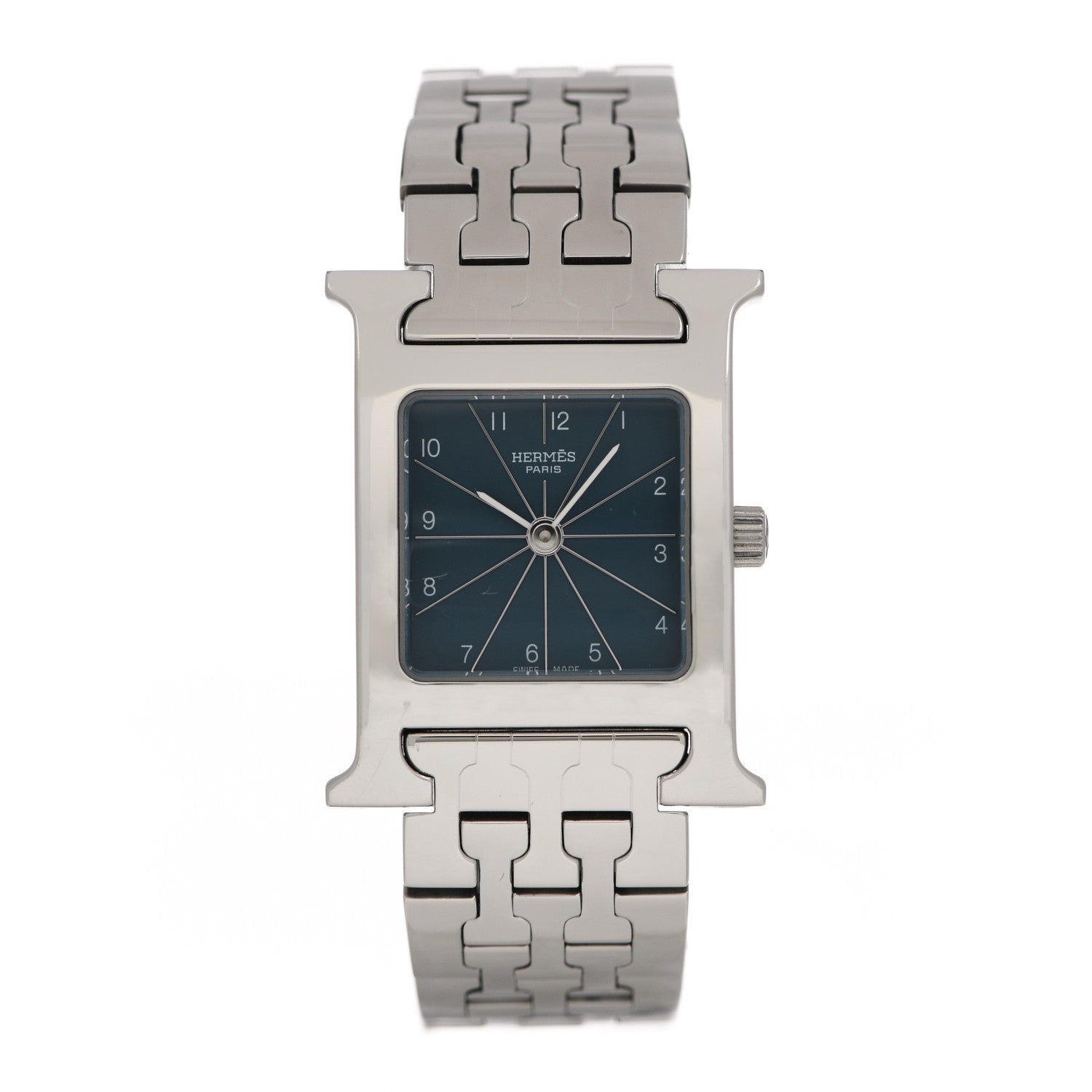 Hermes Stainless Steel 21mm Heure H Hour Quartz Watch Blue 1 of 5