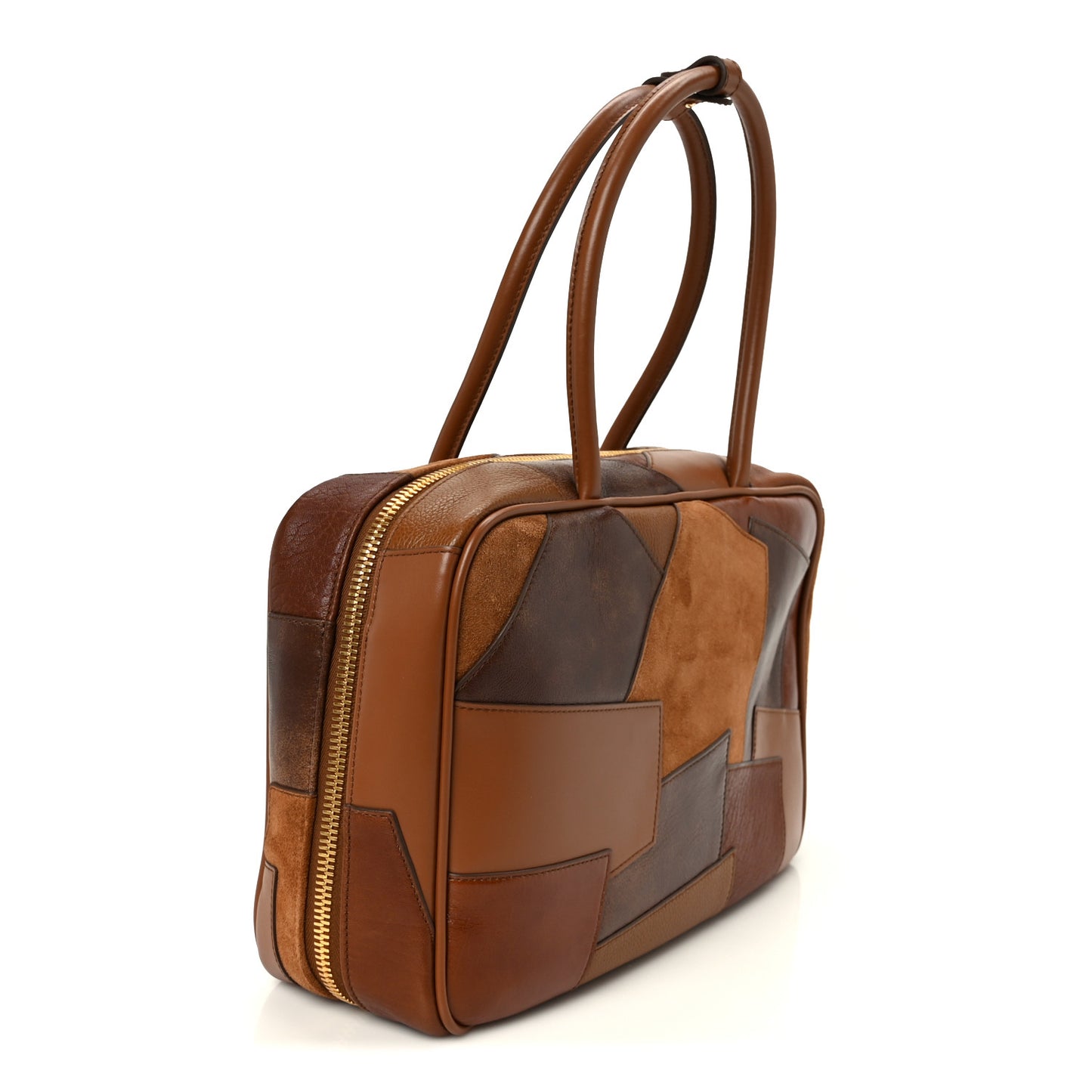 Nappa Patchwork Medium Beau Top Handle Bag Cognac