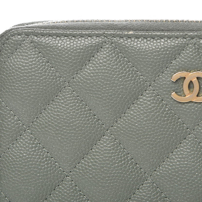 Chanel Iridescent Caviar Quilted Medium Zip Around Wallet Light Green 9 of 10
