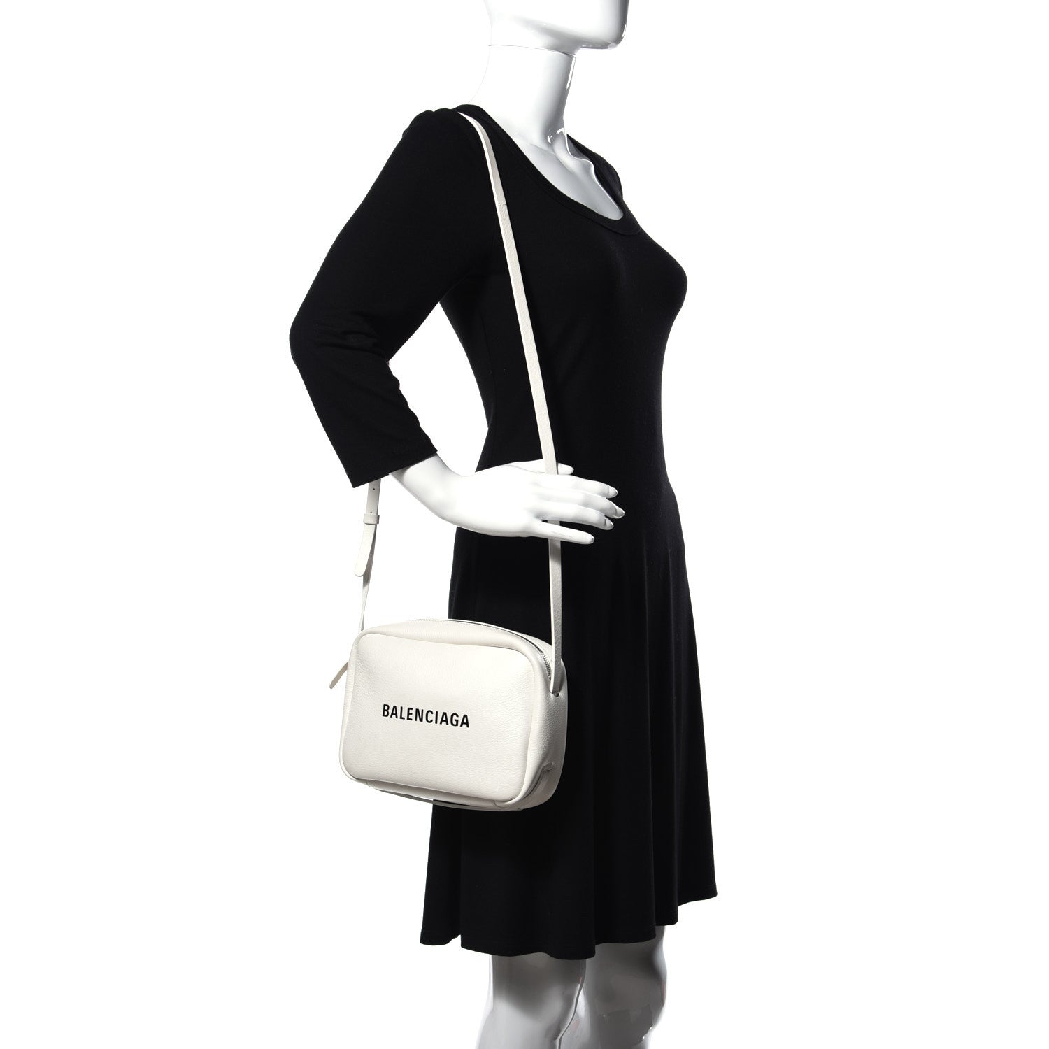 Balenciaga Smooth Calfskin Double Sided Logo S Everyday Camera Bag White 2 of 8