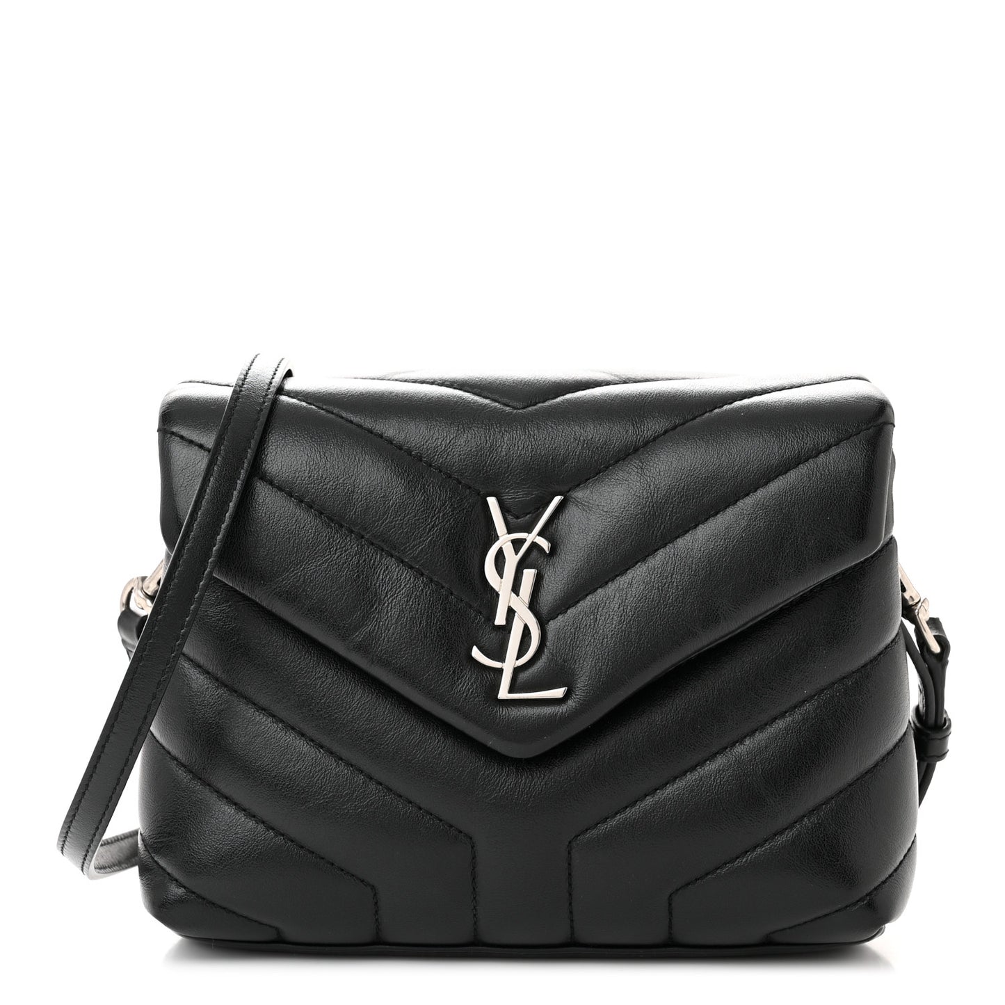 Calfskin Y Quilted Monogram Toy Loulou Crossbody Bag Black