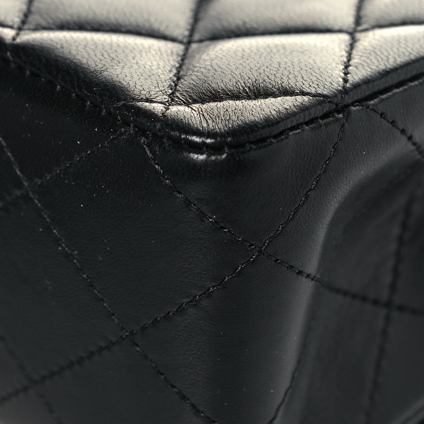 Lambskin Quilted Medium Double Flap Black