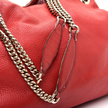 Gucci Pebbled Calfskin Medium Soho Chain Shoulder Bag Tabasco Red 12 of 13