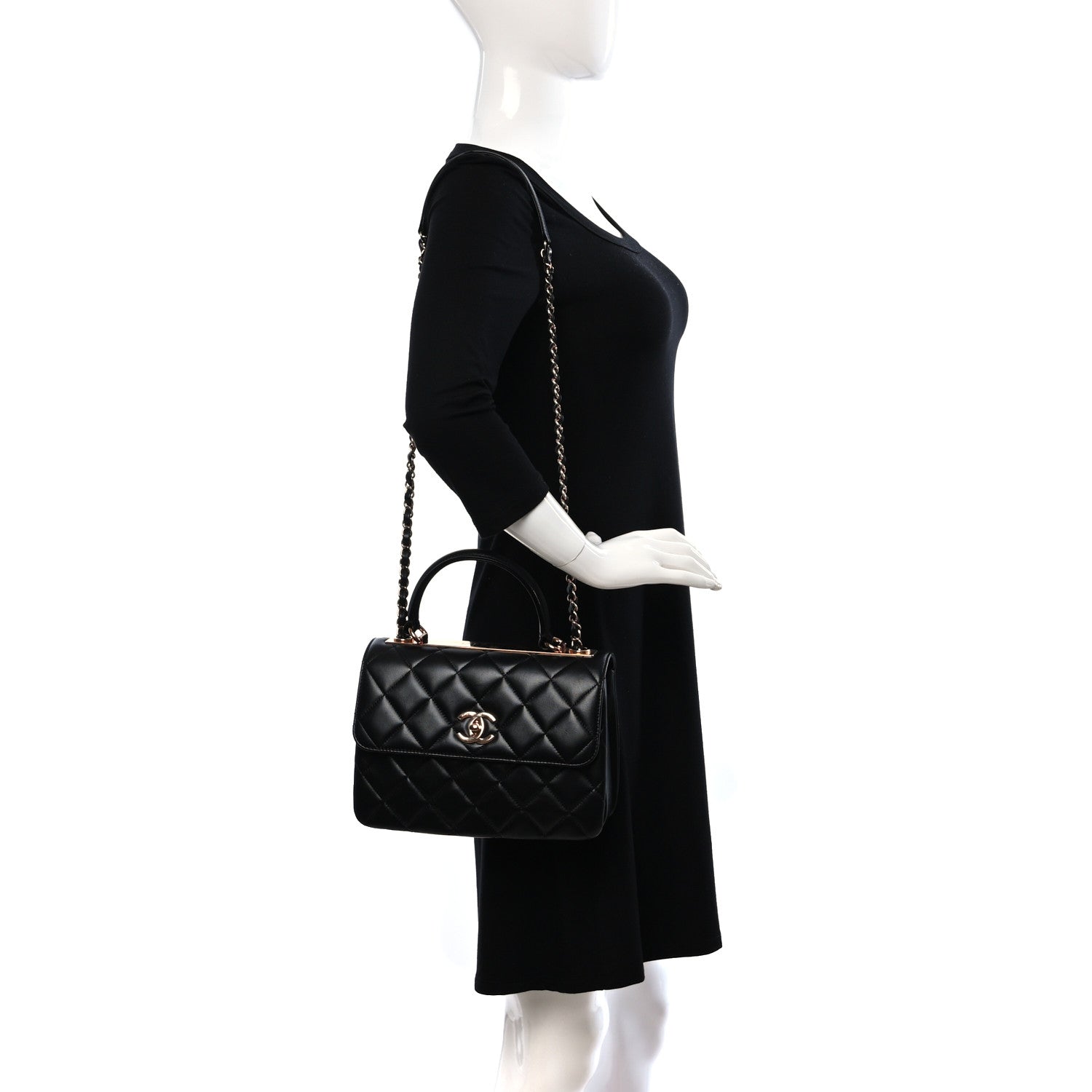 Chanel Lambskin Quilted Small Trendy CC Dual Handle Flap Bag Black 2 of 10