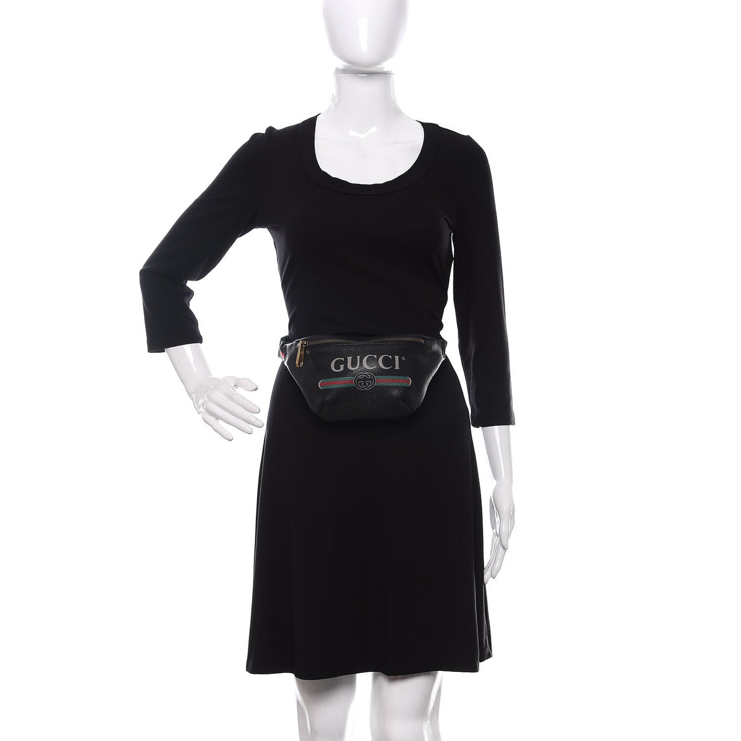 Grained Calfskin Small Logo Belt Bag Black