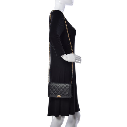 Chanel Caviar Quilted Boy Wallet On Chain WOC Black 2 of 9